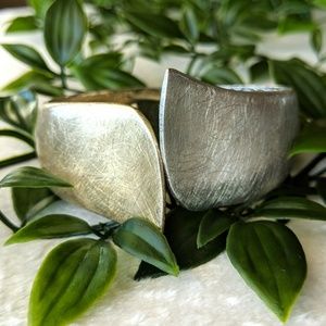 Silver & Gold Brushed Metal Cuff Bracelet